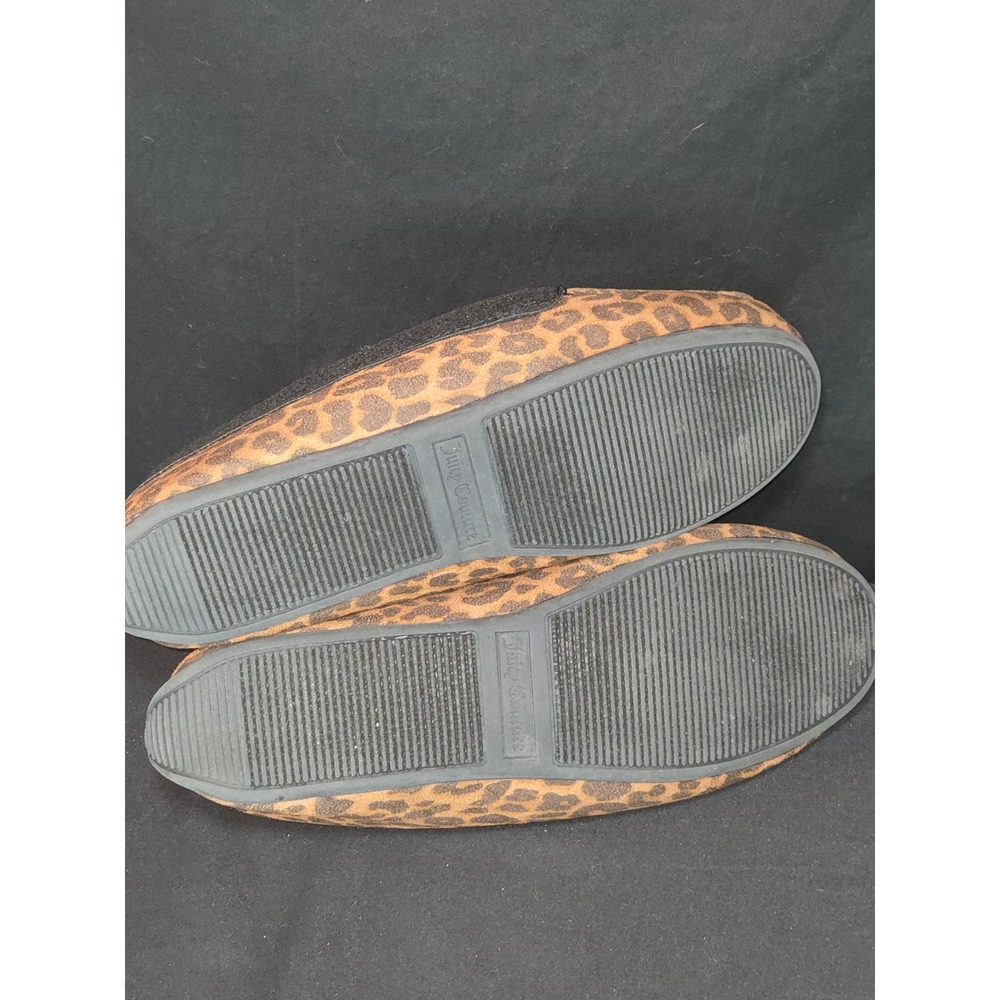 Juicy Couture Leopard Print Slippers Faux Fur Lined Rhinestone‎ Logo Women 10M - Picture 8 of 10